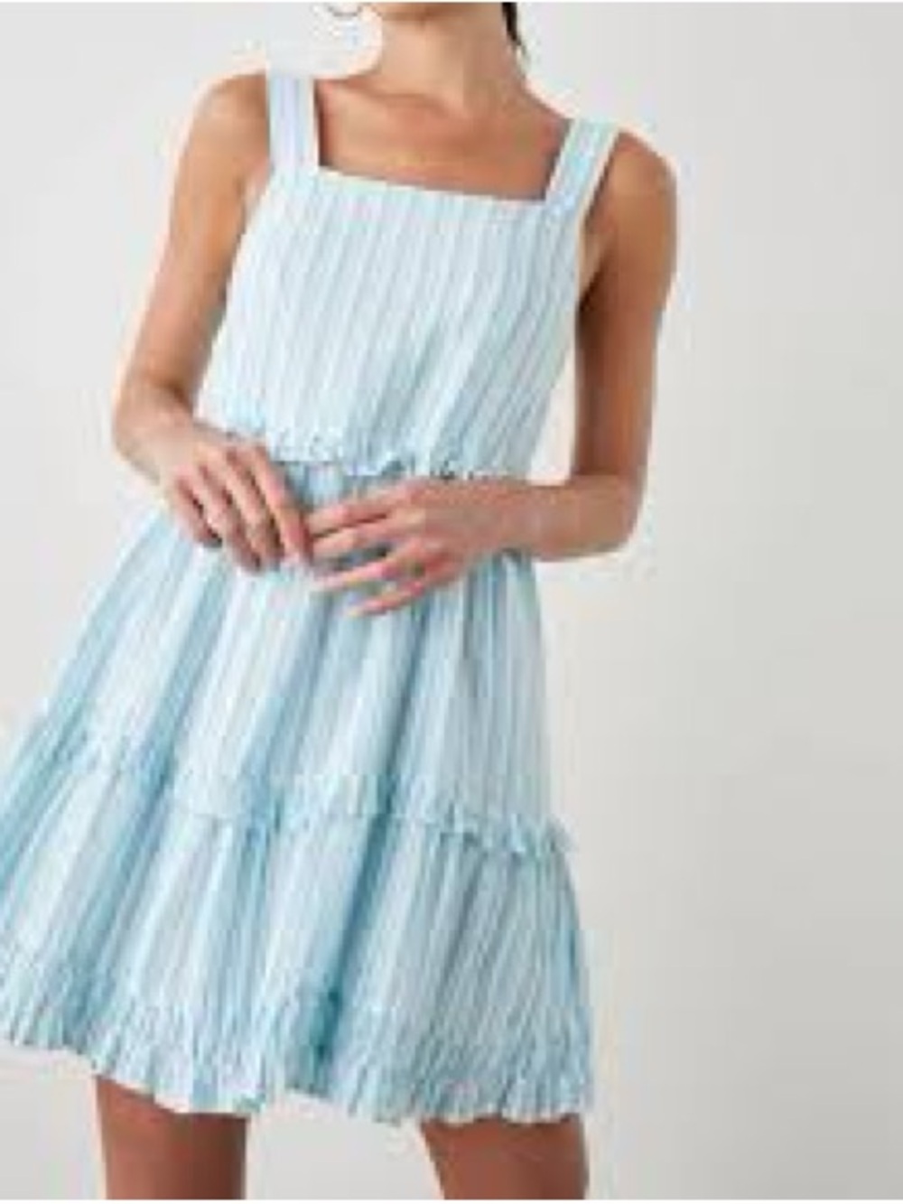 Rails Sandy Laguna Stripe Dress Women Medium Blue Tiered Linen Mini